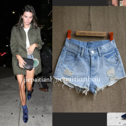Kendall Jenner 秋日街拍牛仔超短裤look 时髦显瘦显腿长 出口单