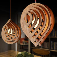 「九道光-水滴」设计师艺术创意灯具餐厅客厅简约单头实木制吊灯