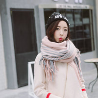 韩国秋冬季学生针织毛线仿羊绒大围巾披肩两用围脖保暖女时尚流苏