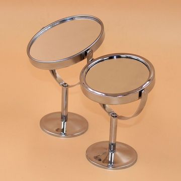 不锈钢台式小镜子金属双面化妆镜小号梳妆镜子便携美容镜子放大镜