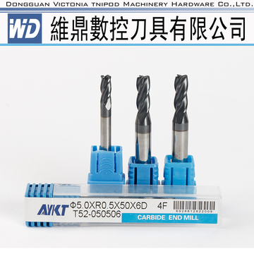 台湾进口AYKT钨钢刀 数控刀具 50度加长型圆鼻刀D4-D12牛鼻铣刀
