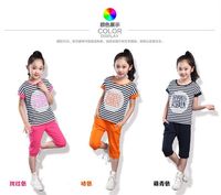 3 5 6 7 9 10岁女孩童装女夏装2016新款二件套装潮短裤韩国哈伦裤