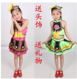 六一儿童服装 表演服少数民族演出服藏族舞蹈云南土家族水袖服装
