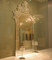 化妆梳妆镜玄关装饰镜浴室镜威尼斯雕花镜走廊镜新古典后现代055